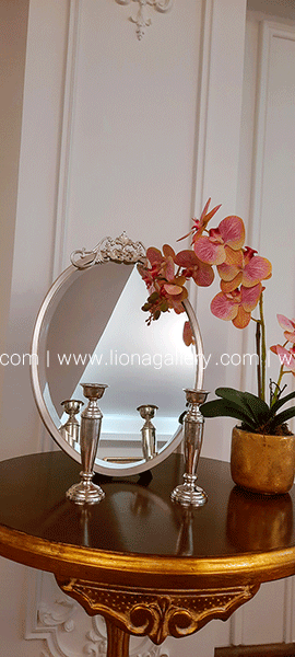آینه شمعدان نقره لانیا گرد | ارتفاع 44cm | نقره 925 عیار | 743 گرم -عکس ارسالی مشتری عزیز از آینه شمعدان نقره لانیا در دکوراسیون منزل    