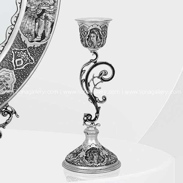 خرید آینه شمعدان نقره پرورش اصفهان در تهران با بهترین قیمت - آینه شمعدان نقره 