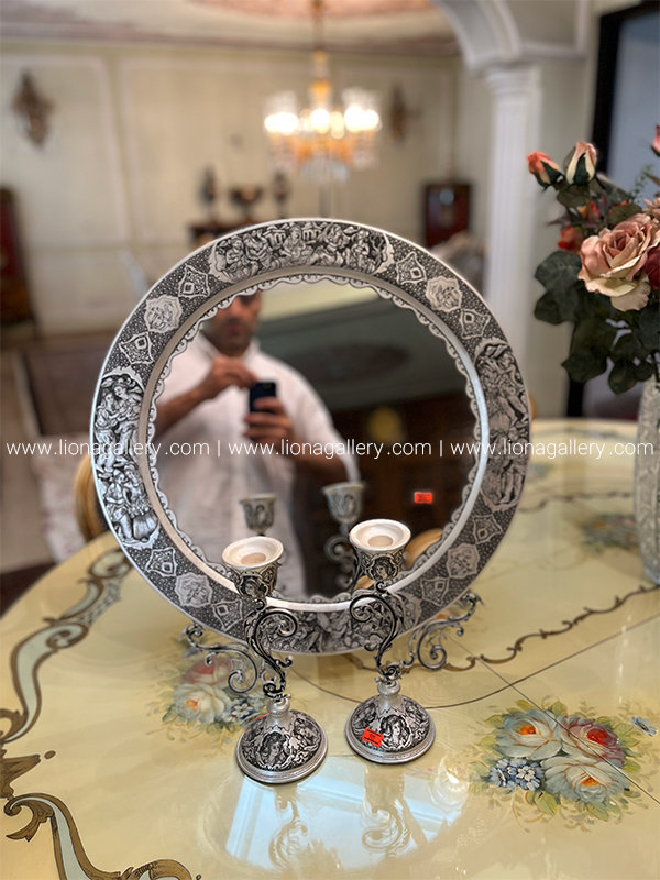 خرید آینه شمعدان نقره پرورش اصفهان در تهران با بهترین قیمت - آینه شمعدان نقره