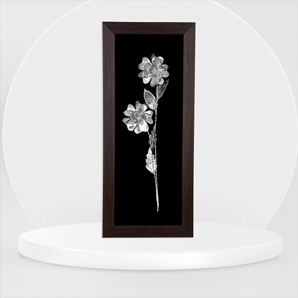 گل نقره کادویی (تابلو شاخه گل نقره جدیدترین 1403-2024) | نقره لیونا - تابلو نقره طرح گل رز | نقره 840 عیار | کد 33 | قیمت